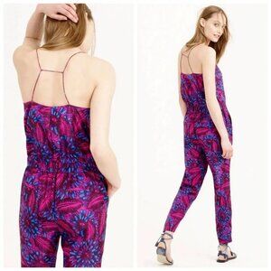 J Crew | Midnight Floral Print Silk Jumpsuit